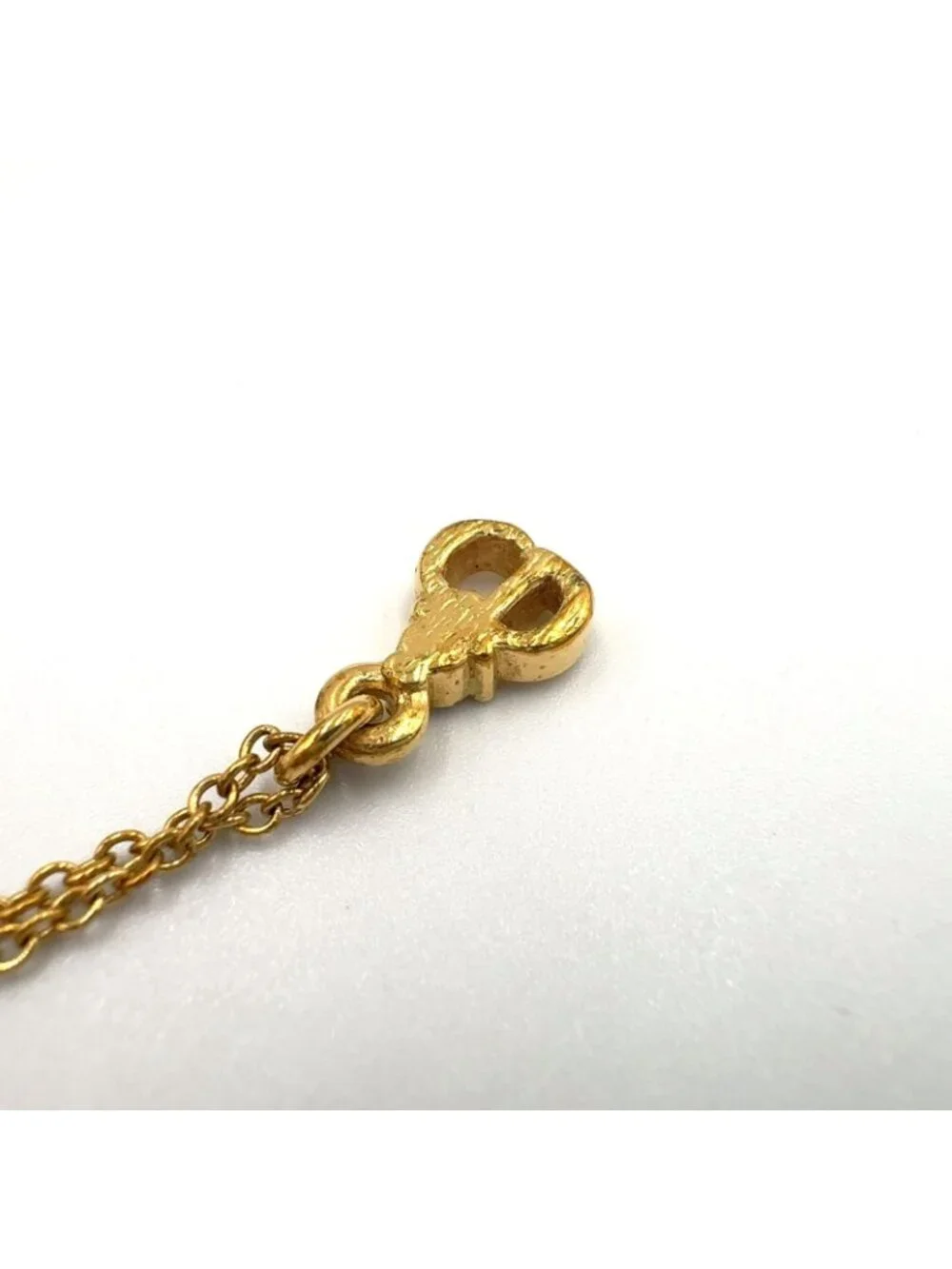 Dior CD Logo Rhinestone Clear Gold Necklace